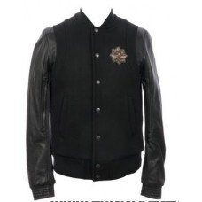 Teddy Varsity Leather Sleeve Baseball Jacket